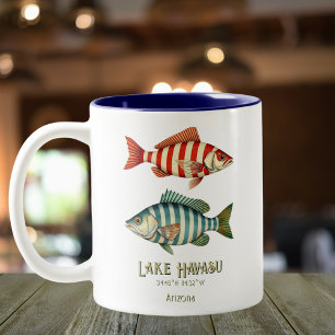 Caneca De Café Em Dois Tons Arizona de peixes náuticos do Lago Havasu