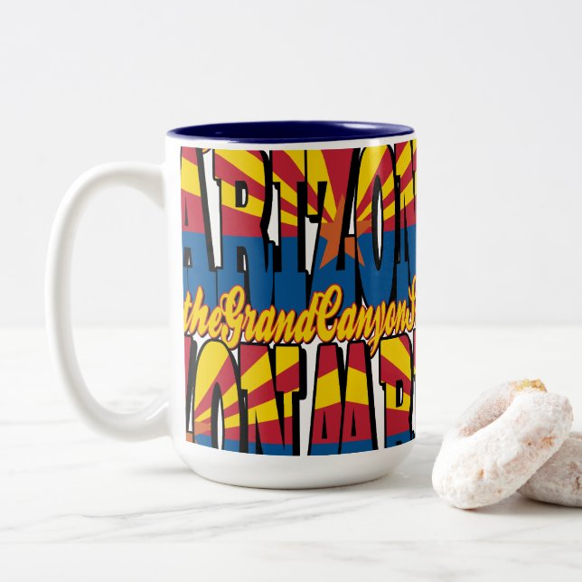 Caneca De Café Em Dois Tons Arizona o Estado do Grand Canyon (Com Donut)