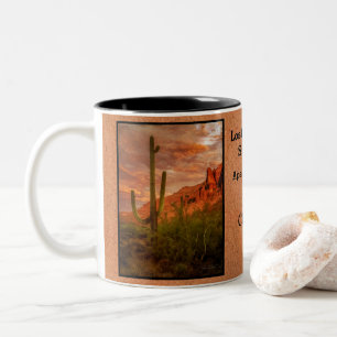 Caneca De Café Em Dois Tons Arizona Superstição Montanha Sunset Saguaro Cact