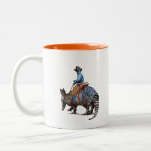 Caneca De Café Em Dois Tons Armadillo Cowboy ou Broncodillo