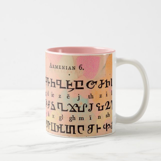 Caneca De Café Em Dois Tons Armênio Alphabet Mug (Direita)