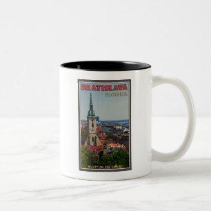 Caneca De Café Em Dois Tons Arquitectura da cidade de Bratislava
