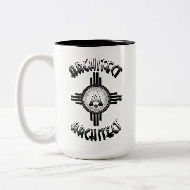 Caneca De Café Em Dois Tons Arquiteto Retro - Arquitetos Merch (Esquerda)