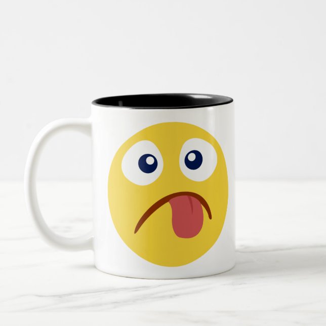 Caneca De Café Em Dois Tons Arrancada Tongue Emojia (Esquerda)