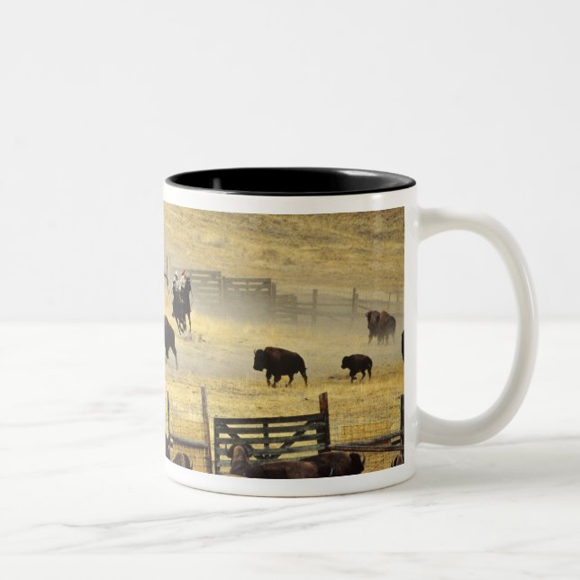Caneca De Café Em Dois Tons Arredondamento da Faixa Nacional de Bisontes em Mo (Direita)