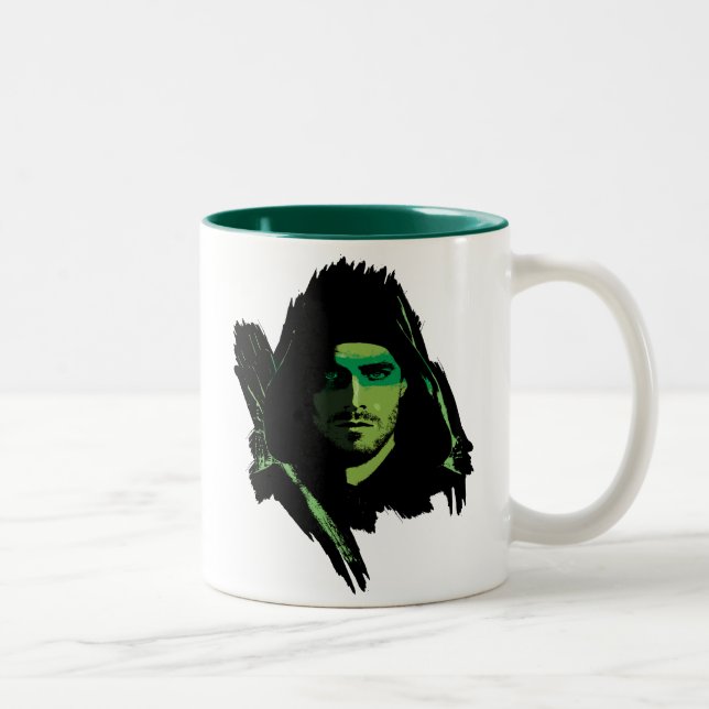 Caneca De Café Em Dois Tons Arrow | Green Arrow Green Stylized Cutout (Direita)