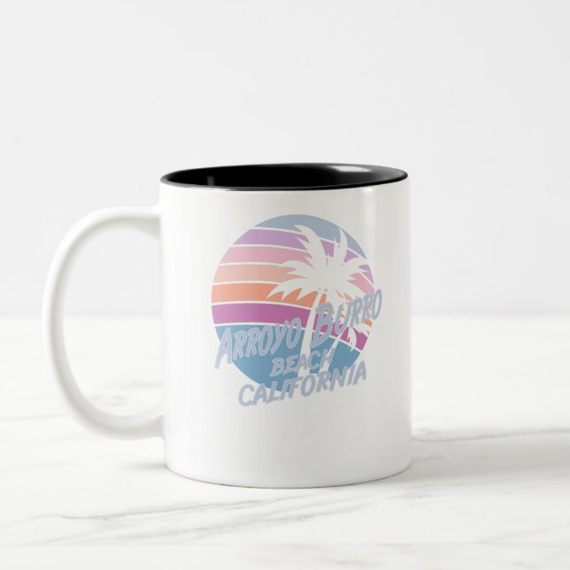 Caneca De Café Em Dois Tons Arroyo Burro Beach California (Esquerda)