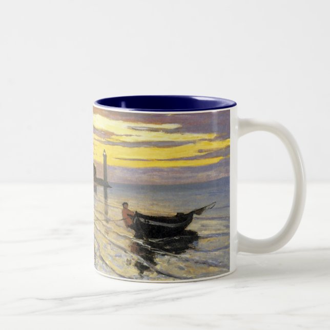 Caneca De Café Em Dois Tons Arrumando um Barco, Honfleur (Direita)