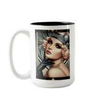 Art Deco Femme Fatale Mug (2 tons preto)