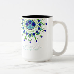 Caneca De Café Em Dois Tons Art Deco Nouveau Peacock Feather Modern Business