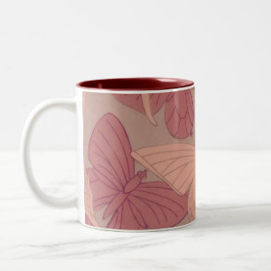 Caneca De Café Em Dois Tons Art Nouveau Butterfly
