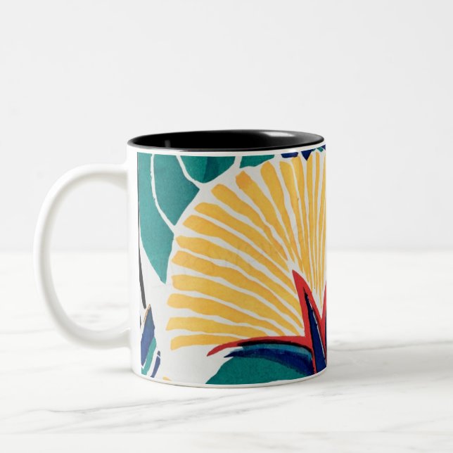 Caneca De Café Em Dois Tons Art Nouveau design botânico (Esquerda)