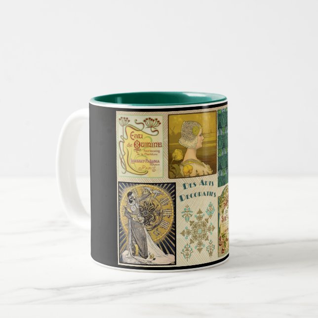 Caneca De Café Em Dois Tons Art nouveau mulheres publicitárias (Frente Esquerda)
