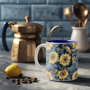 Caneca De Café Em Dois Tons Art Nouveau Sunflower