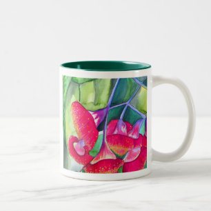 Caneca De Café Em Dois Tons Arte a aquarela australiana com flores vermelhas