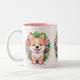 Caneca De Café Em Dois Tons Arte a Lápis de Cachorrinho 