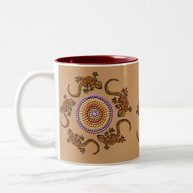 Caneca De Café Em Dois Tons Arte Aboriginal de Estilo Australiano (Esquerda)