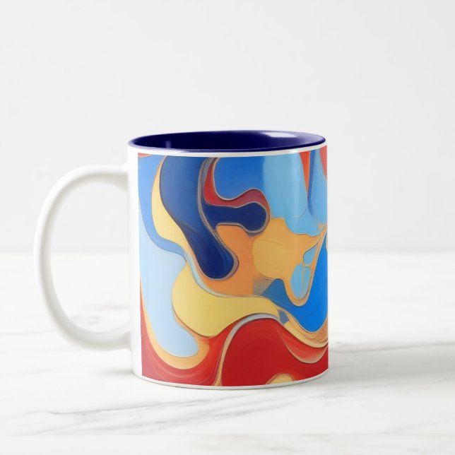 Caneca De Café Em Dois Tons Arte abstrata de redemoinho moderno (Esquerda)