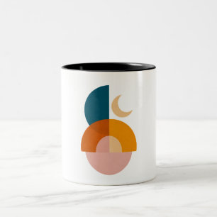 Caneca De Café Em Dois Tons Arte abstrata moderna geométrica da lua