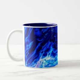 Caneca De Café Em Dois Tons Arte Abstrata Onda Azul