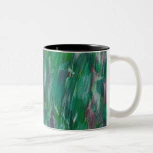 Caneca De Café Em Dois Tons Arte Abstrato Colorido Verde Vermelho Branco Escon