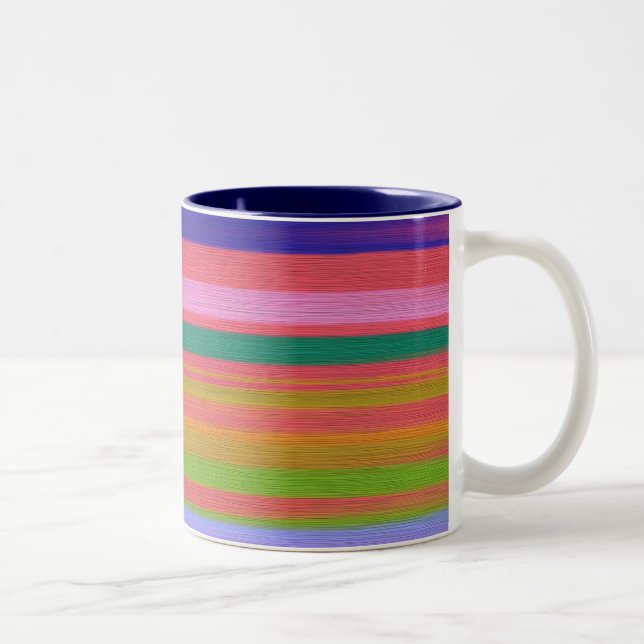 Caneca De Café Em Dois Tons Arte abstrato do arco-íris strips moderna (Direita)