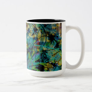 Caneca De Café Em Dois Tons Arte Abstrato multicolorida
