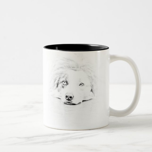 Caneca De Café Em Dois Tons Arte australiana do cão de pastor (Direita)