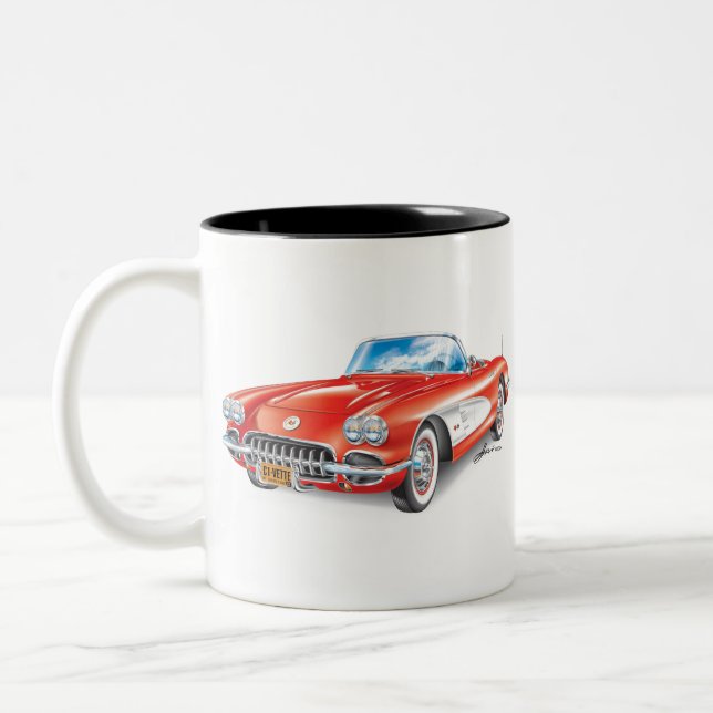CANECA DE CAFÉ EM DOIS TONS ARTE AUTOMÓVEL DE VETTE ELEGANTE (Esquerda)