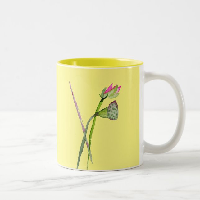 Caneca De Café Em Dois Tons Arte budista da flor rosa Lotus Zen (Direita)