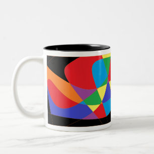 Caneca De Café Em Dois Tons Arte Colorida Moderna do Arco-Íris