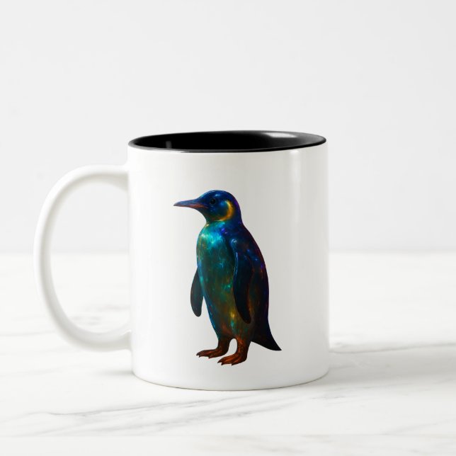 Caneca De Café Em Dois Tons Arte Colorida Pinguim (Esquerda)