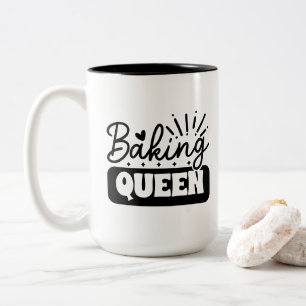 Caneca De Café Em Dois Tons Arte com palavras Rainha da Confeitaria Divertida