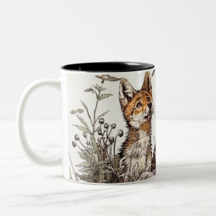 Caneca De Café Em Dois Tons Arte da Família de Raposas "Mudamos Juntos" Sentim