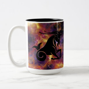 Caneca De Café Em Dois Tons Arte da Galáxia do Zodíaco de Capricórnio – Horósc