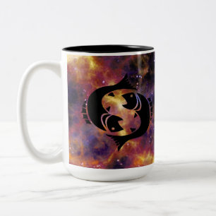 Caneca De Café Em Dois Tons Arte da Galáxia do Zodíaco de Peixes – Horóscopo d