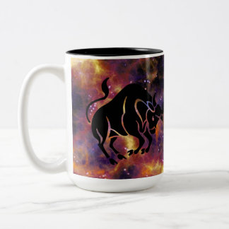 Caneca De Café Em Dois Tons Arte da Galáxia do Zodíaco de Touro – Nascimento d
