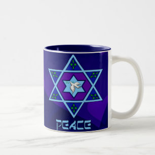 Caneca De Café Em Dois Tons Arte da paz de Hanukkah