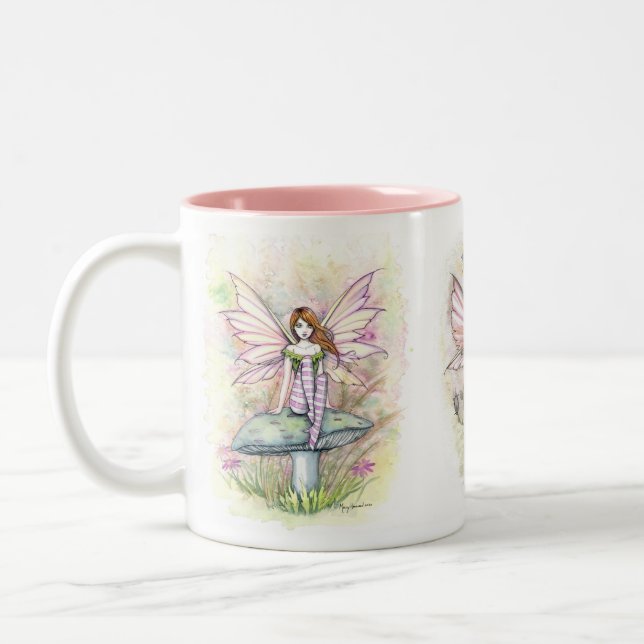 Caneca De Café Em Dois Tons Arte das Fadas da Primavera por Molly Harrison (Esquerda)