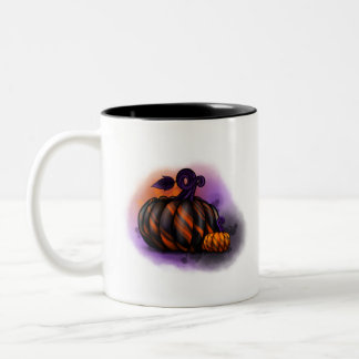 Caneca De Café Em Dois Tons Arte de abóbora mimada e bela marmoreada do Hallow