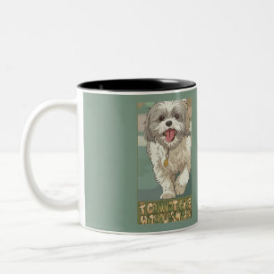 Caneca De Café Em Dois Tons Arte de Anime de Shih Tzu Fofo