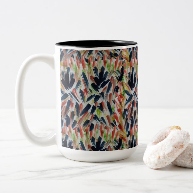 Caneca De Café Em Dois Tons Arte de Aquarela (Com Donut)