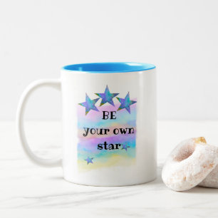 Caneca De Café Em Dois Tons Arte de aquarela inspiradora seja sua própria estr