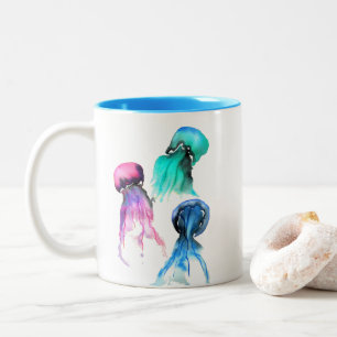 Caneca De Café Em Dois Tons Arte de aquarelas cegas