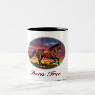 Caneca De Café Em Dois Tons Arte de cavalo nascido livre