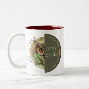 Caneca De Café Em Dois Tons Arte de Coruja Boho “Fique Acordado”