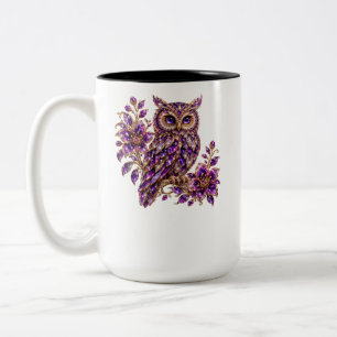 Caneca De Café Em Dois Tons Arte de Coruja Joia de Ámbar