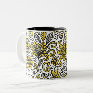 Caneca De Café Em Dois Tons Arte de Dodó Amarelo e Preto