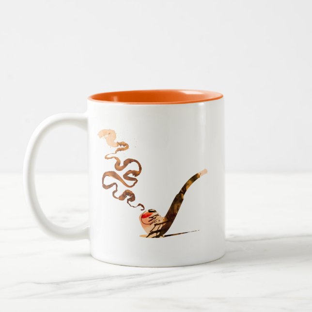 Caneca De Café Em Dois Tons Arte de Fumar Cachimbo 1 (Esquerda)