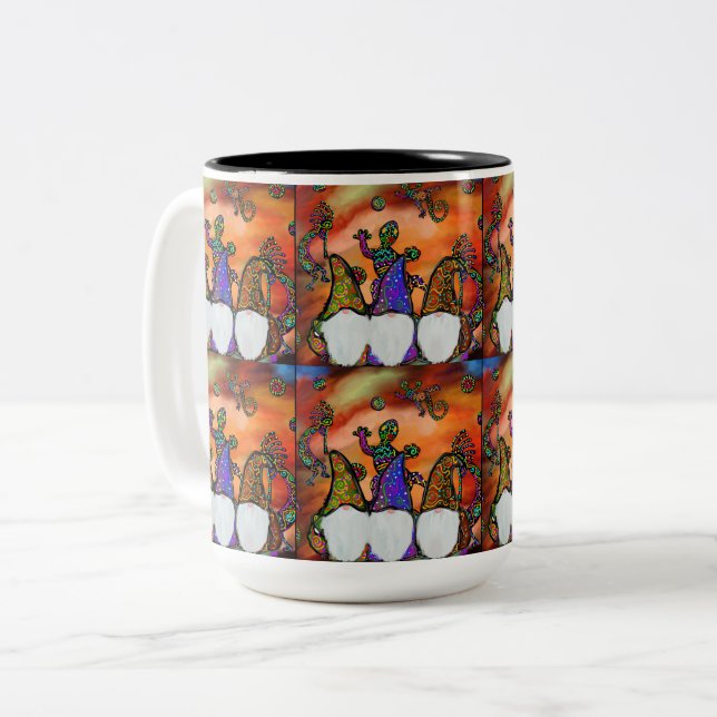 Caneca De Café Em Dois Tons Arte de Gnomo (Frente Esquerda)
